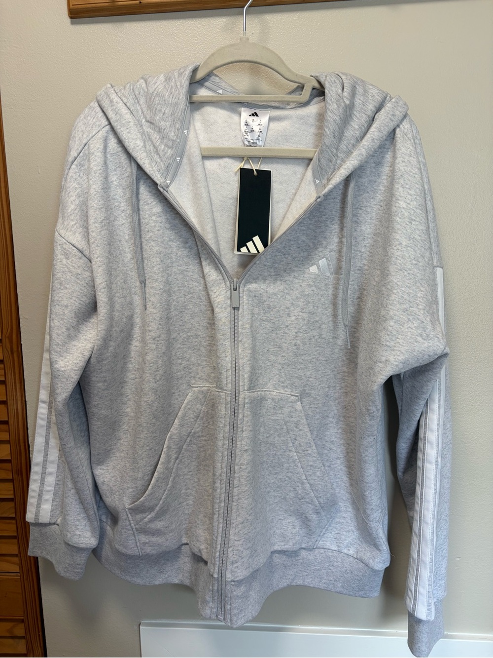 adidas White Hoodie with Subtle Logo